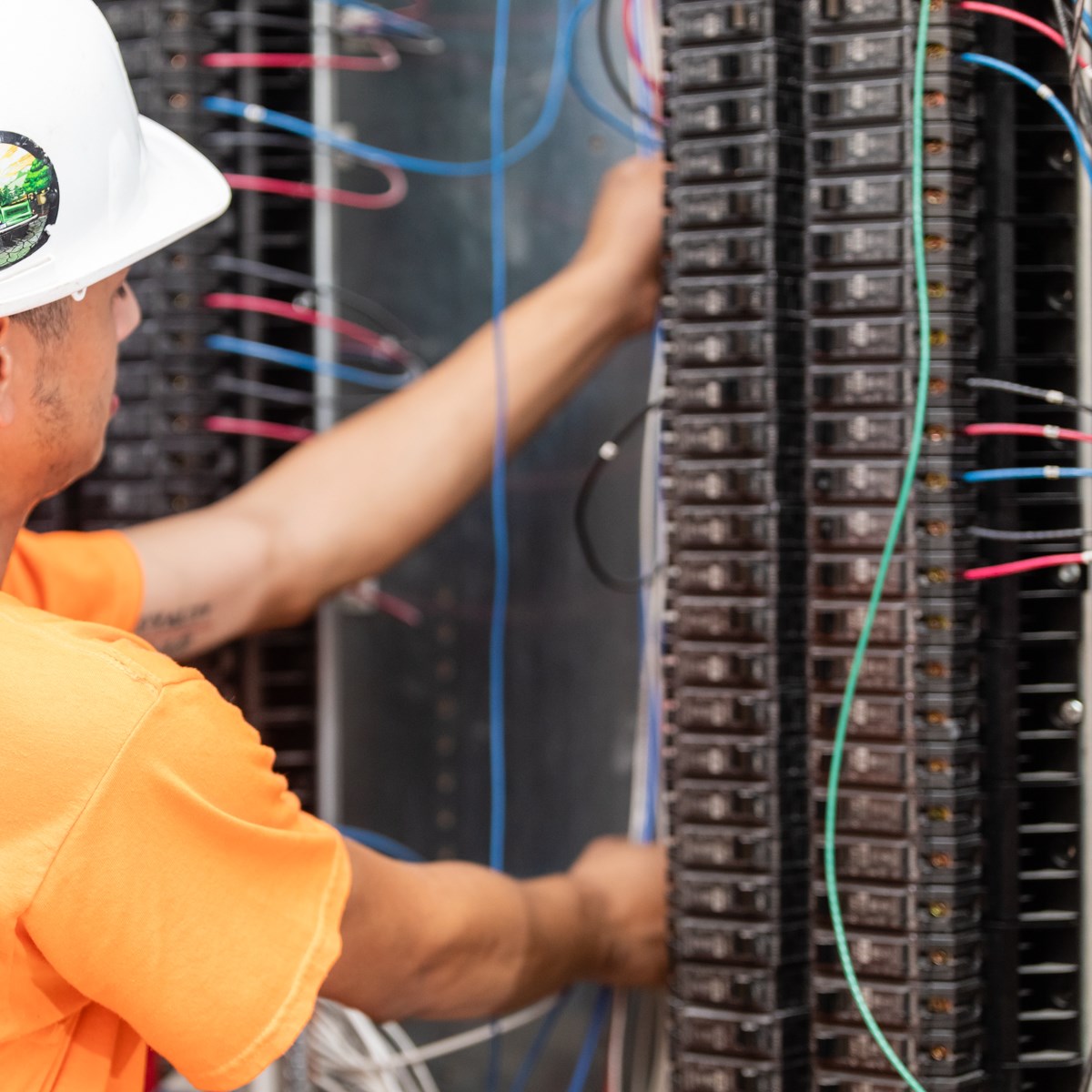 Electrical worker in the field